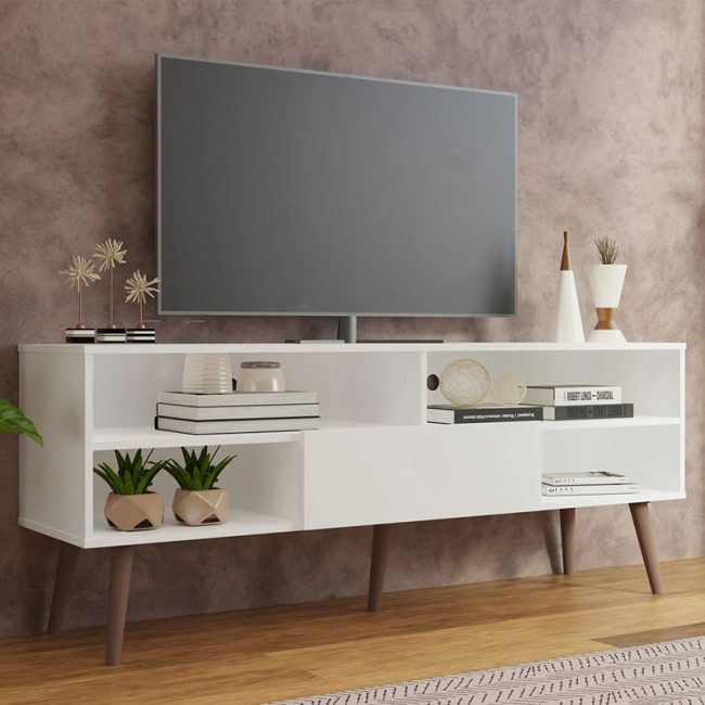 Modern TV Unit with 1 Door & 4 Shelves