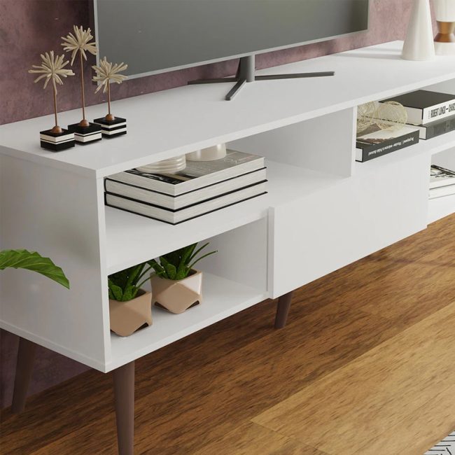 Modern TV Unit with 1 Door & 4 Shelves