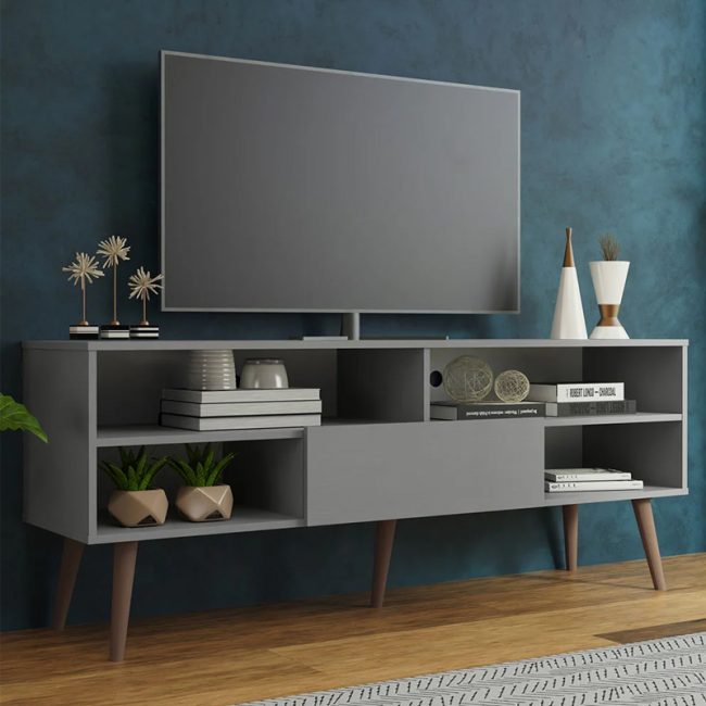 Modern TV Unit with 1 Door & 4 Shelves