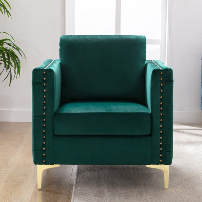 Modern Velvet Tufted Button Accent Chair