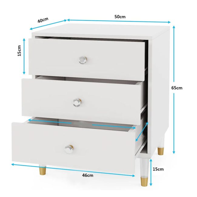 Modern3-Drawer Nightstand with Storage