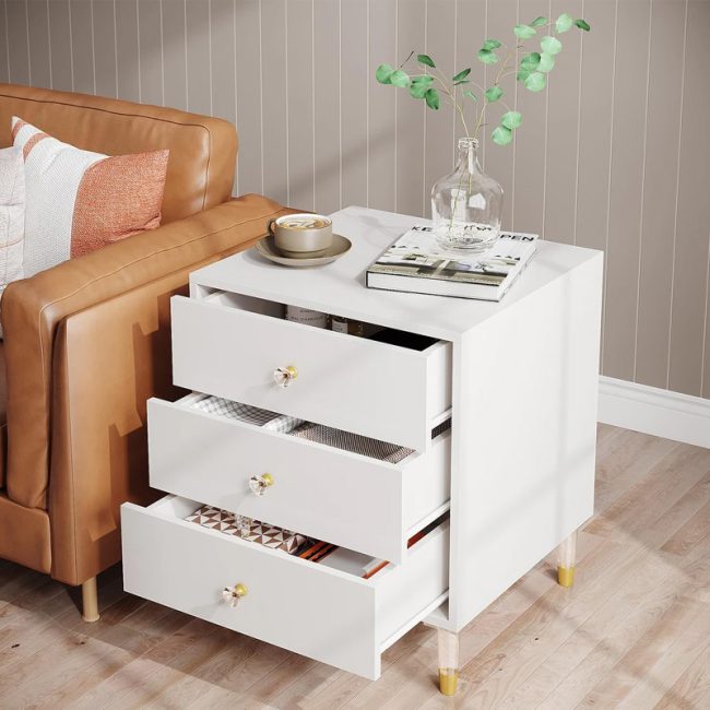 Modern3-Drawer Nightstand with Storage