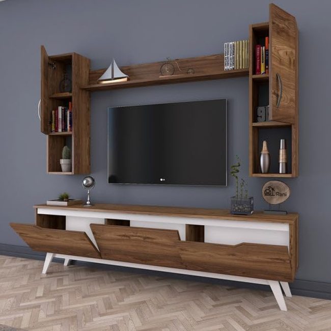 Multifunctional TV Cabinet with Wall Shelf