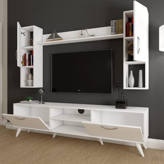 Multifunctional TV Cabinet with Wall Shelf