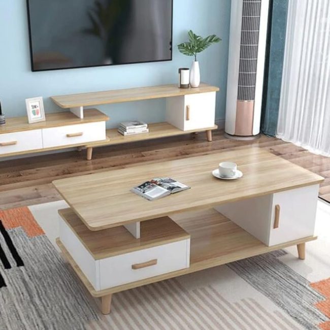 Multifunctional coffee table with drawers and storage