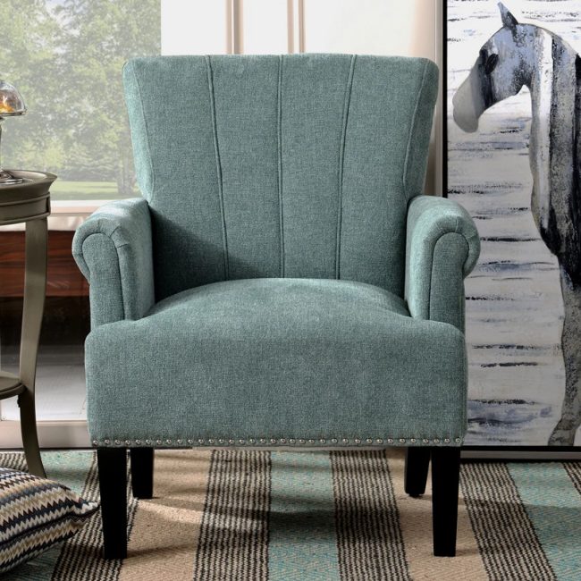 Rolled Arm Design Tufted Armchair