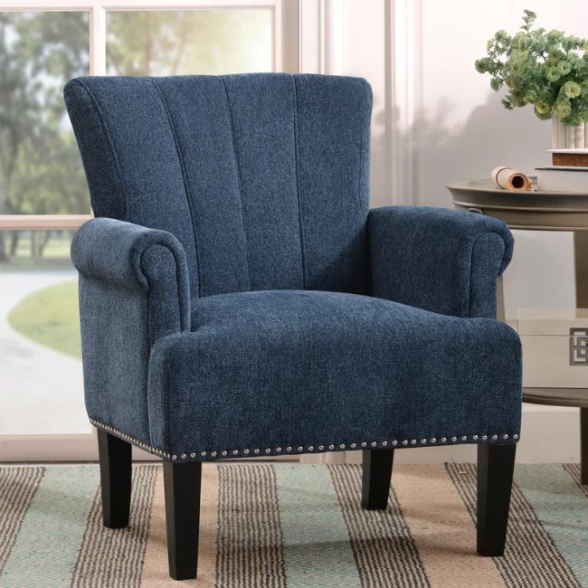 Rolled Arm Design Tufted Armchair