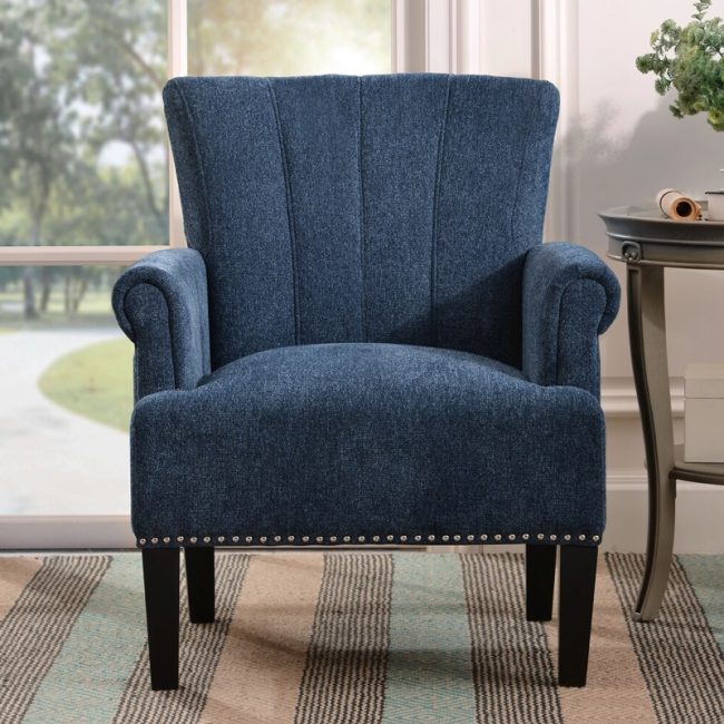 Rolled Arm Design Tufted Armchair