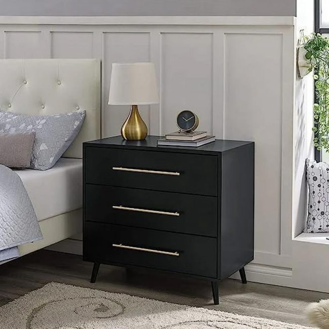 Stylish District Nightstand in Black Finish