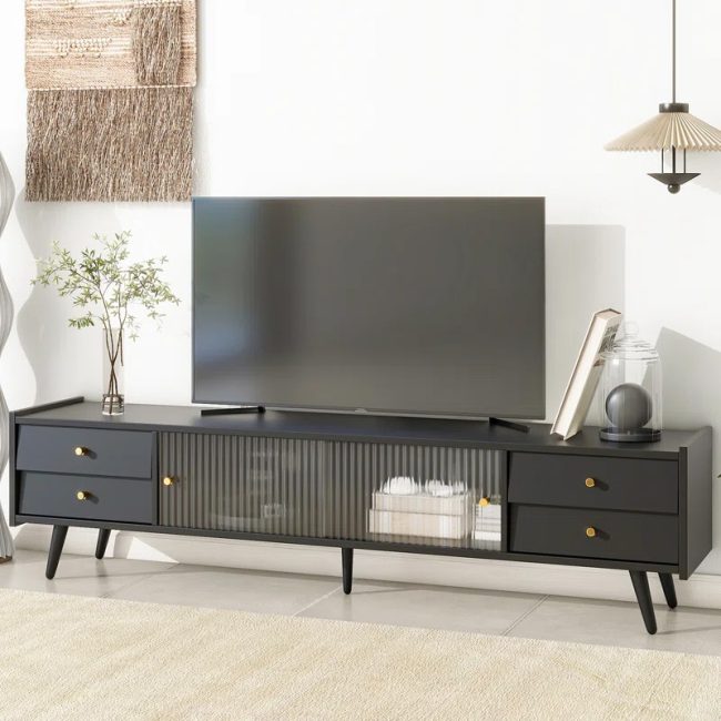 TV Cabinet with Golden Metal Handles