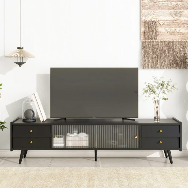 TV Cabinet with Golden Metal Handles