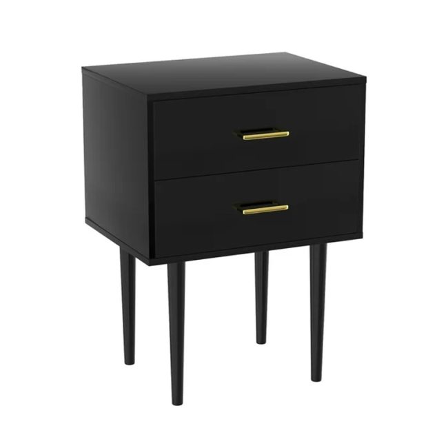 Transitional 2 Drawers Nightstand for Bedroom