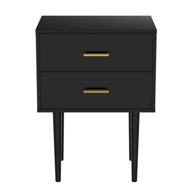 Transitional 2 Drawers Nightstand for Bedroom