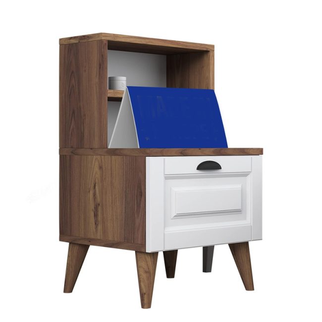 Unique Design Nightstand with Open Shelves