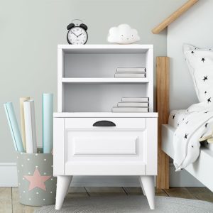 Unique Design Nightstand with Open Shelves