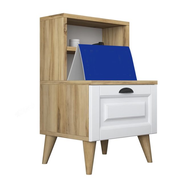 Unique Design Nightstand with Open Shelves