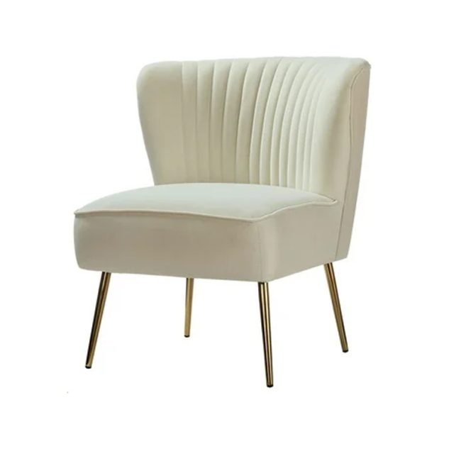 Velvet Upholstered Accent Armless with Gold Legs