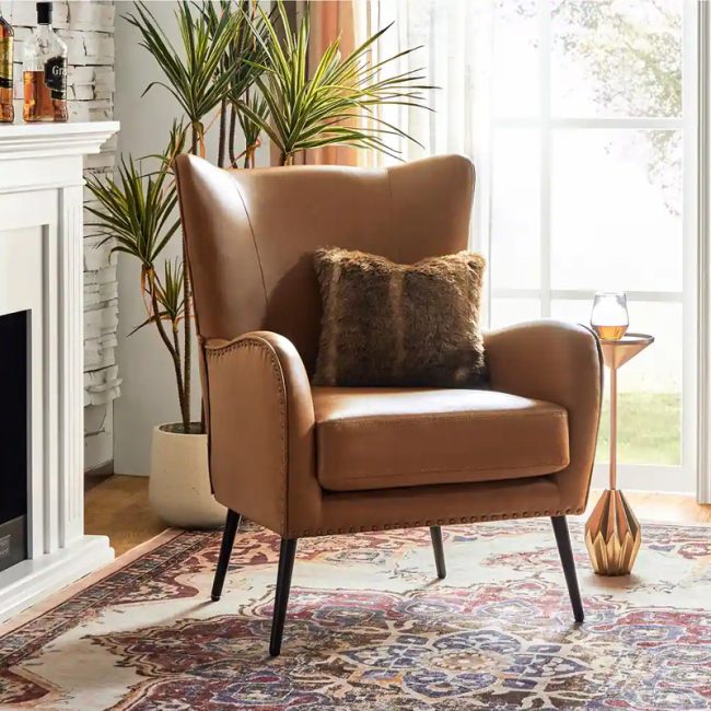 Vintage Nailhead Trim Upholstered Armchair