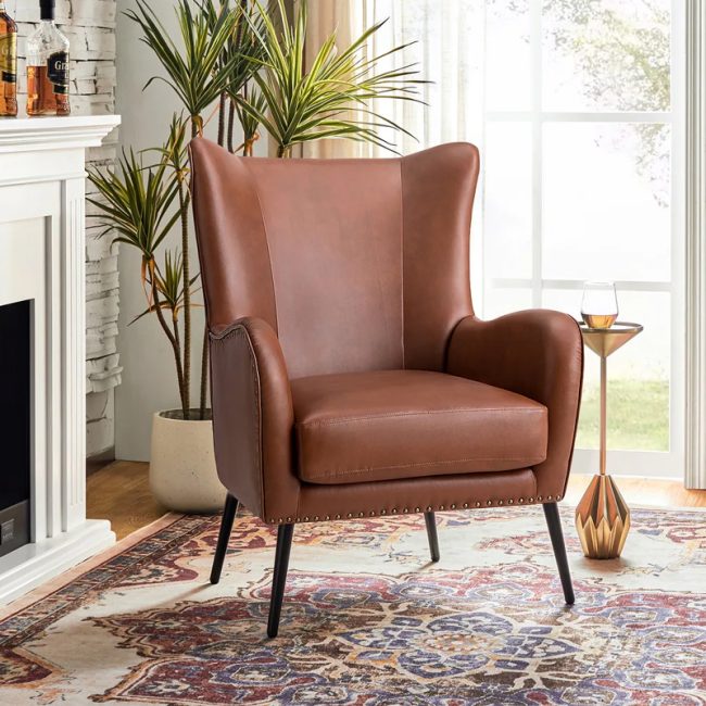 Vintage Nailhead Trim Upholstered Armchair