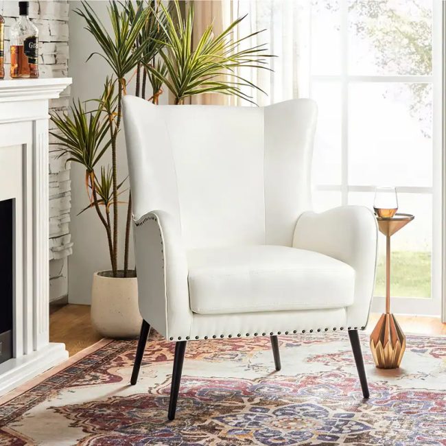 Vintage Nailhead Trim Upholstered Armchair