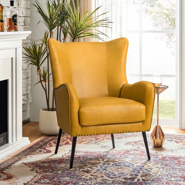 Vintage Nailhead Trim Upholstered Armchair