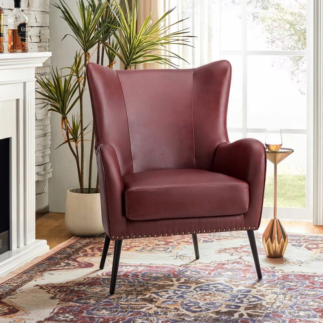 Vintage Nailhead Trim Upholstered Armchair