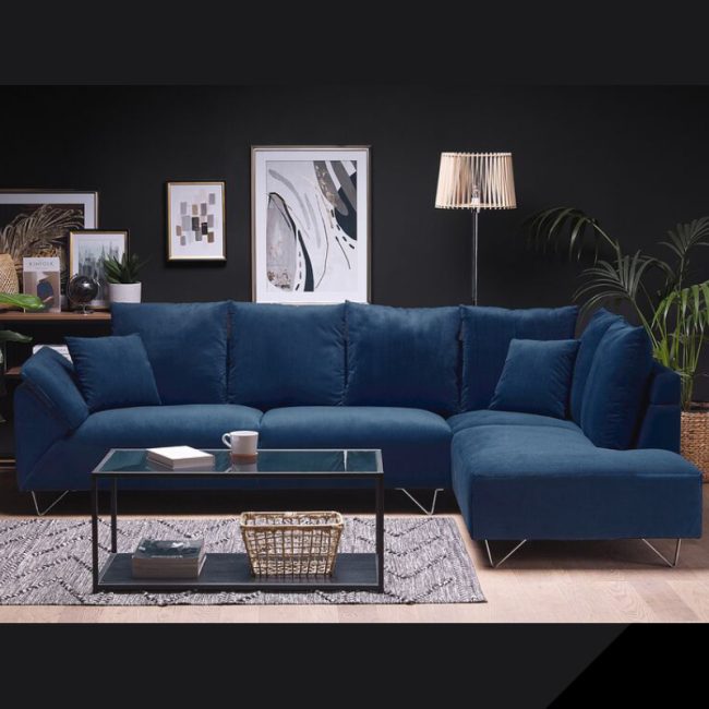 Corner Sofa Navy Blue