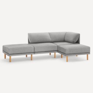 4-Piece Open Sectional Sofa Double Lounger