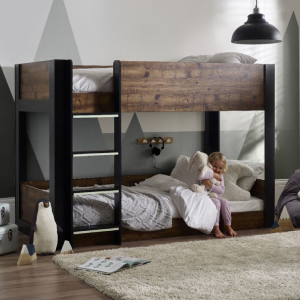 Solomon Bunk Bed in Rustic and Black