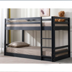 Solid Wood Low Bunk Bed in Grey