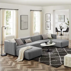 Buy now Upholstered Fabric 6-Piece Sectional Sofa