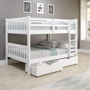 Secure yours now Mission Bunk Bed w/Dual Underbed Drawers In White Finish