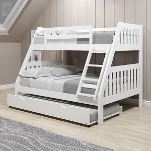 Acquire now Mission Bunk Bed w/Twin Trundle Bed In White Finish