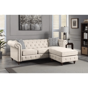 Reversible Tufted Sectional Sofa in Fabric