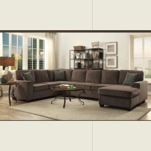 FSM Brown Large Linen Storage Sectional Sofa