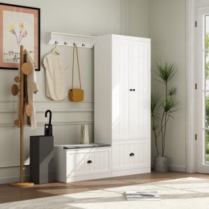 Amberlo Hall Cabinet with Bench and Shoe Storage