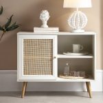 Frances Woven Rattan 1-Door Cabinet in Natural