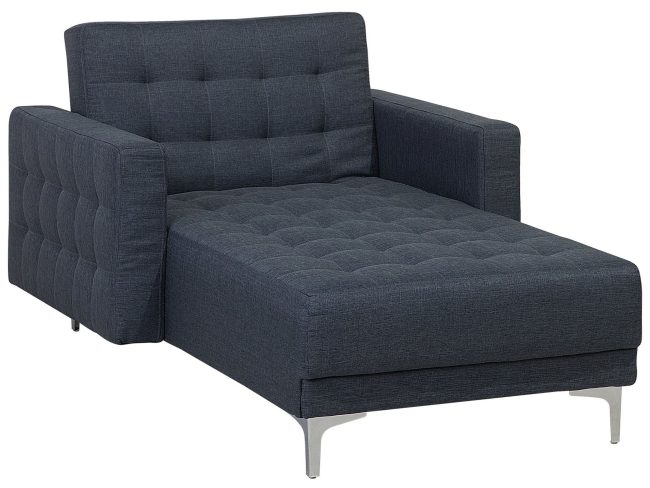 Fabric Chaise Lounge Dark Grey ABERDEEN