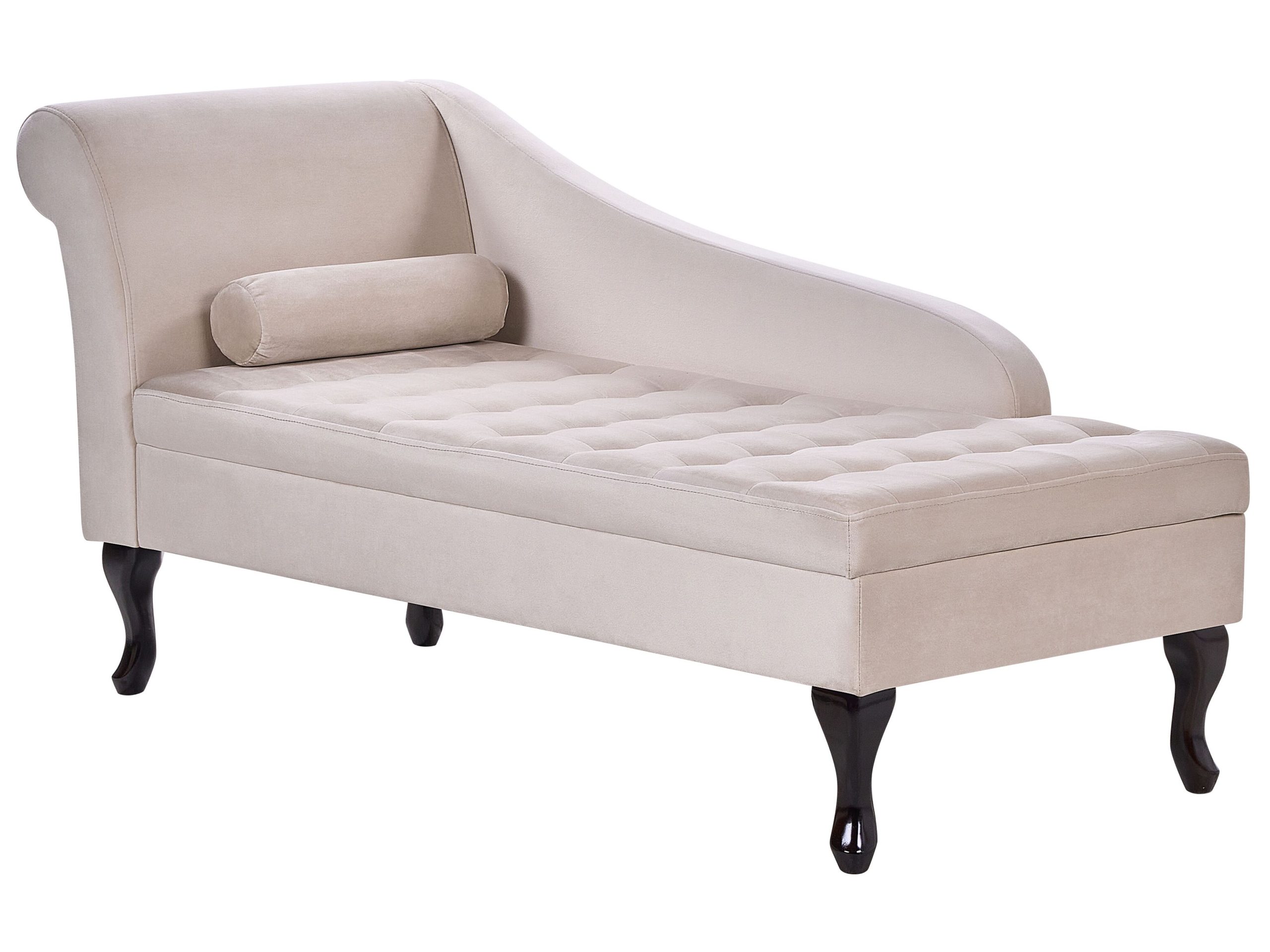 Left Hand Velvet Chaise Lounge with Storage Teal PESSAC