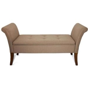 Brown Linen Ottoman Storage Benchs