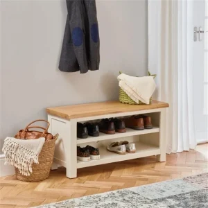 FSM Cream/ Oak Simple Shoes Cabinet