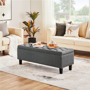 Lielah Line Fabric Ottoman with Storage