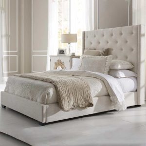 Buy Now Bristol Velvet Wingback Bed with Button Tufted