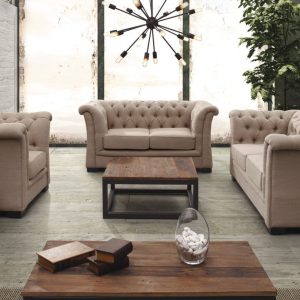 Shop now 3 Piece Chesterfield Fabric Sofa Set By FSM