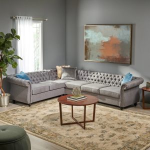 FSM Amberside 6-Seater Tufted Fabric Sectional Sofa