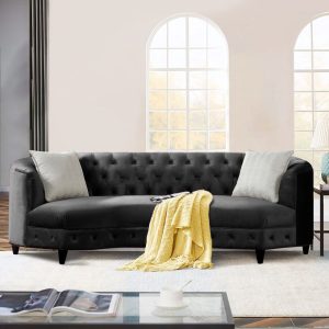 Leeba modern Champagne Velvet 3 seater Sofa