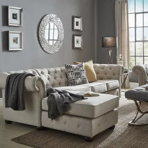 Shop now Modern Chesterfield Sofa with Tufted Scroll Arm