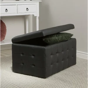 Roseleaf Faux Leather Tufted Ottoman