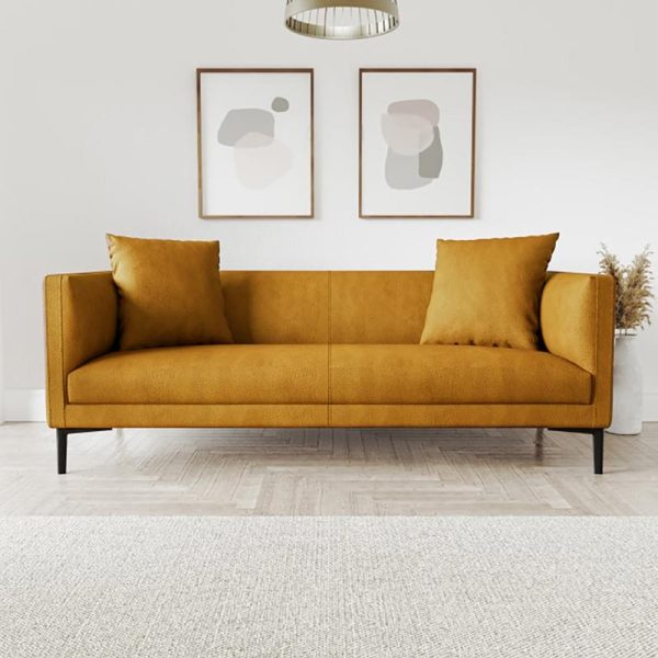 3 Seats Leather Sofa in Rich Tan Color