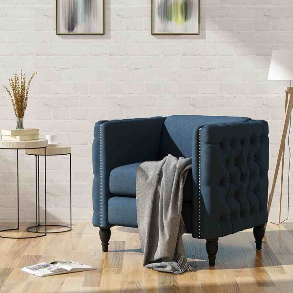 Alira Fabric Arm Chair with Modern Tufted Design